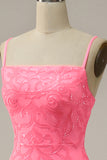 Blush Spaghetti Straps Sequins Mermaid Prom Dress
