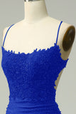 Mermaid Royal Blue Satin Spaghetti Straps Prom Dress