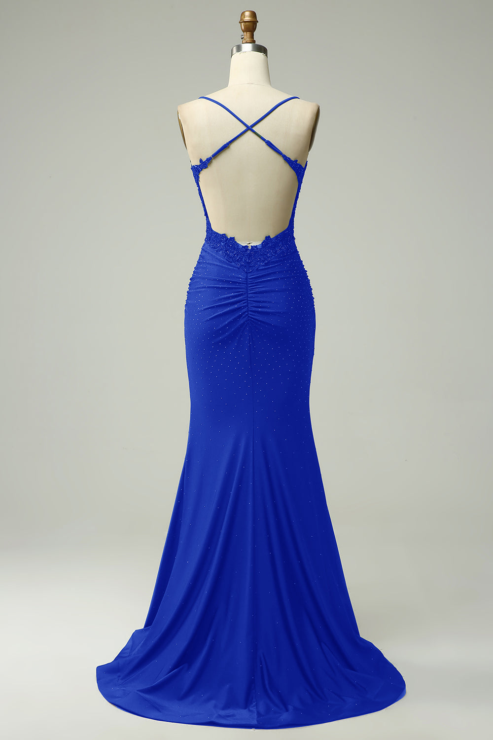 Zapakasa Women Prom Dress Royal Blue Spaghetti Straps Mermaid Evening Dress Appliqued Lace-up Back Prom Dress Zapakasa Women Prom Dress Royal Blue Spaghetti Straps Mermaid Evening Dress Appliqued Lace-up Back Prom Dress