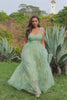 Green Long Prom Dress With Embroidery