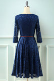 3/4 Sleeves Navy Lace Mother of the bride Dresses