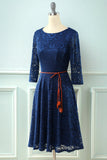 3/4 Sleeves Navy Lace Mother of the bride Dresses