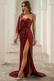 One Shoulder Sequins Holiday Party Dress