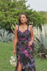 A Line Plus Size Black Mixed Flower Prom Dress