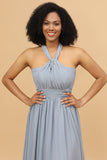 Grey Blue Convertible Bridesmaid Dresses