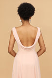 Blush V-neck Open Back Bridesmaid Dress