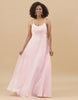 Spaghetti Straps Pink Chiffon Bridesmaid Dress with Pocket