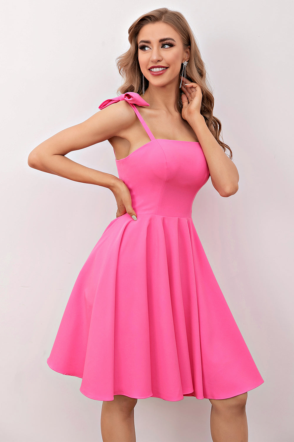 Pink Short Cocktail Dress with Bow