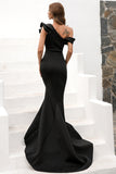 One Shoulder Mermaid Black Holiday Party Dress