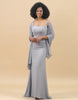 Grey Mermaid Square Neckline Bridesmaid Dress