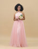 Blush Halter Tulle Long Bridesmaid Dress