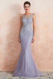 Mermaid Illusion Neck Prom Dress