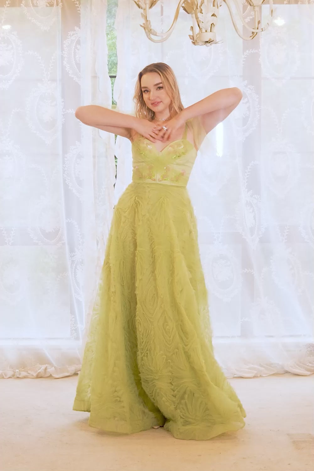 A-Line Light Green Tulle Prom Dress