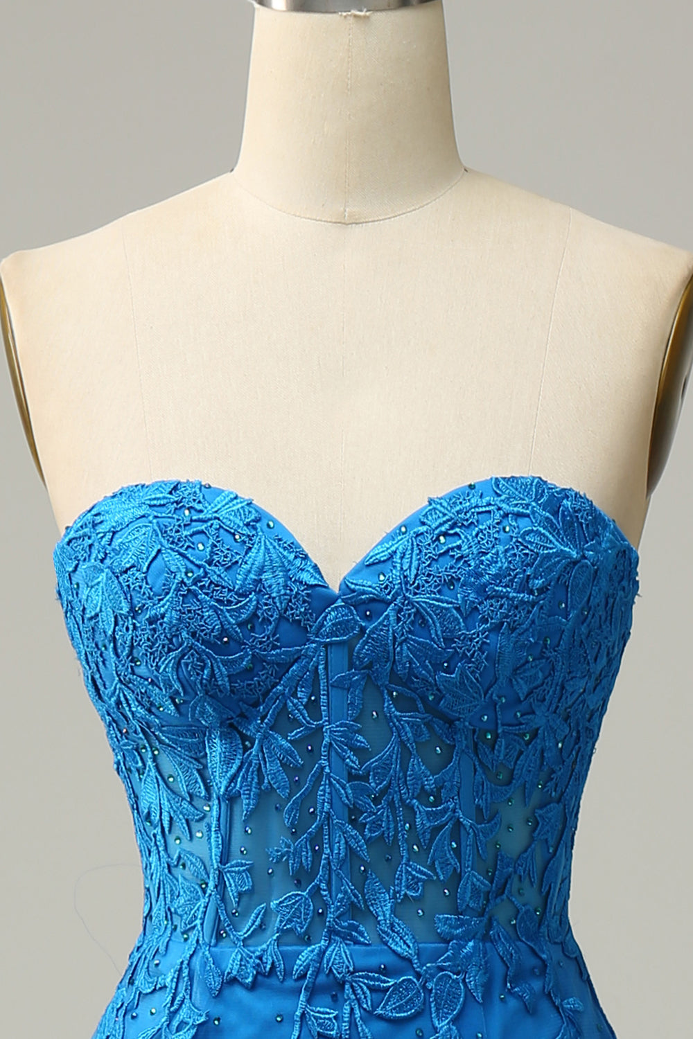 Mermaid Royal Blue Sweetheart Corset Back Prom Dress With Appliques