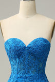 Mermaid Royal Blue Sweetheart Corset Back Prom Dress With Appliques