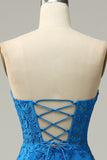 Mermaid Royal Blue Sweetheart Corset Back Prom Dress With Appliques