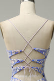 Mermaid V Neck Light Purple Beaded Long Prom Dress with Appliques