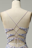Mermaid V Neck Light Purple Beaded Long Prom Dress with Appliques
