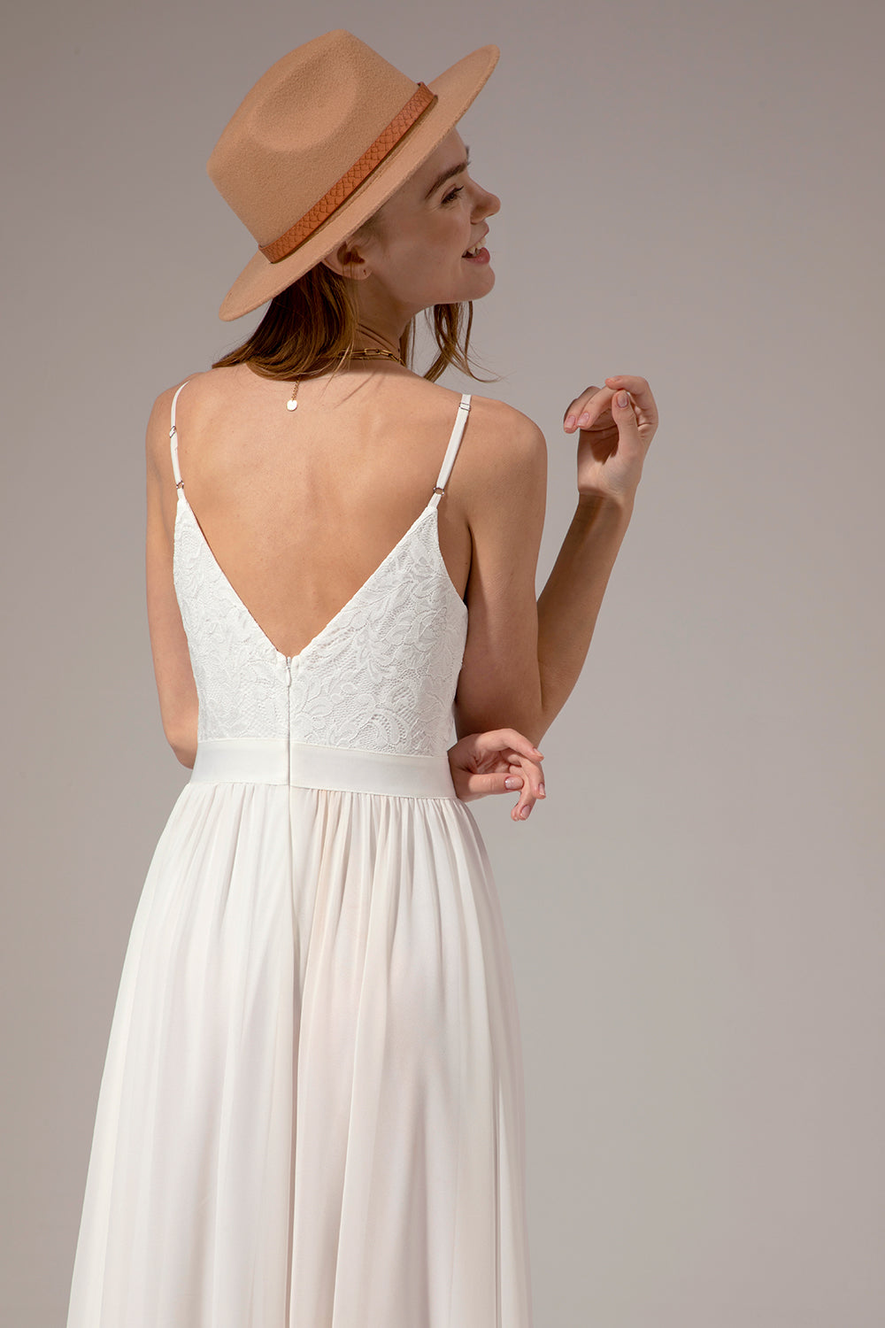 White Long Chiffon Bridesmaid Maxi Dress
