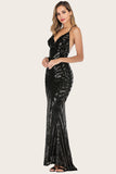 Black Mermaid Sequin Long Holiday Dress