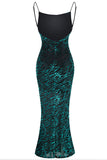 Dark Green Velvet Backless Prom Dress