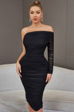 One Shoulder Little Black Dress with Ruffles