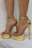 Gold Stiletto Sandals High Heels