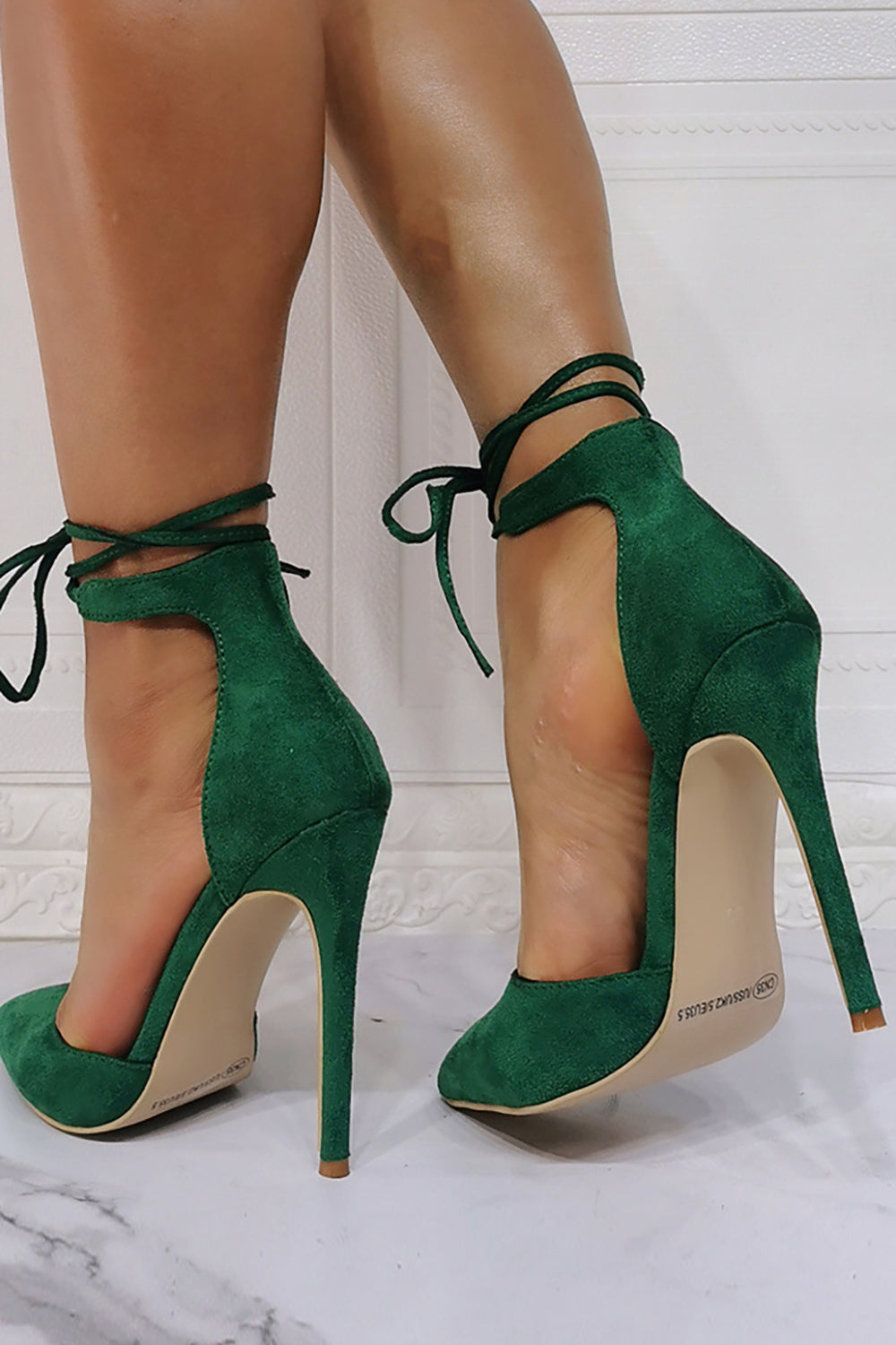 Dark Green Sexy Lace-up Stiletto Shoes