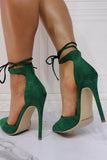 Dark Green Sexy Lace-up Stiletto Shoes