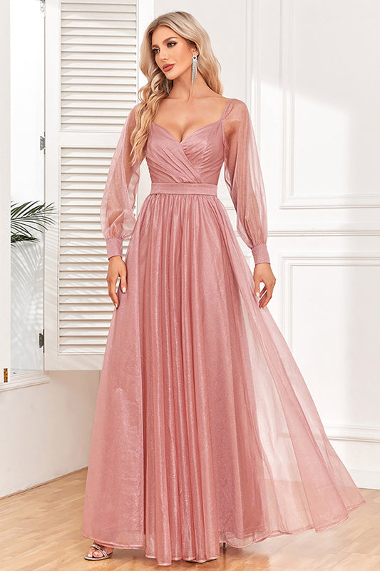 Dusty rose dress with sleeves 2025
