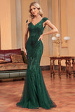 Mermaid Dark Green Long Prom Dress