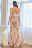 Rose Pink Mermaid Sequins Holiday Party Dress