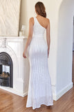 White One Shoulder Sequins Mermaid Party Dress