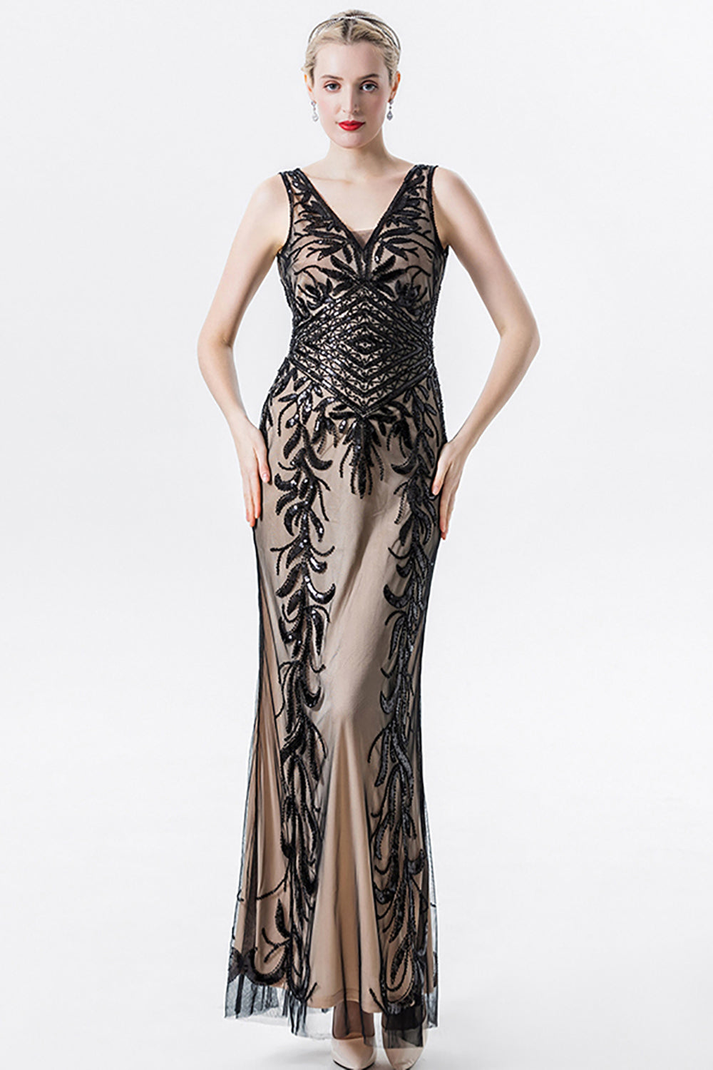 Sparkly Sequins Champagne Beaded Mother of the Bride Dress