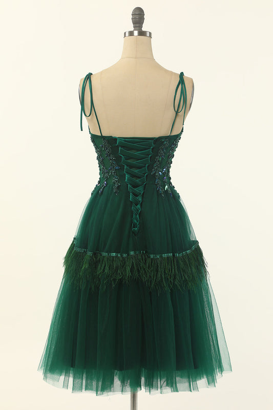 Green Beading Tulle Prom Dress