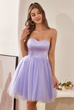 Sweetheart Purple A Line Tulle Homecoming Dress