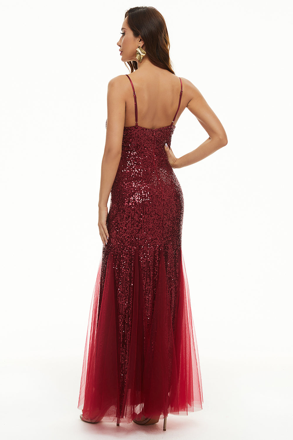 Black Sequin Spaghetti Straps Sheath Mother Dress