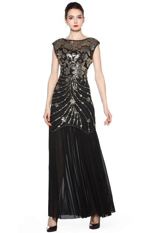 Black Sequin Long Mother of The Bride Dress