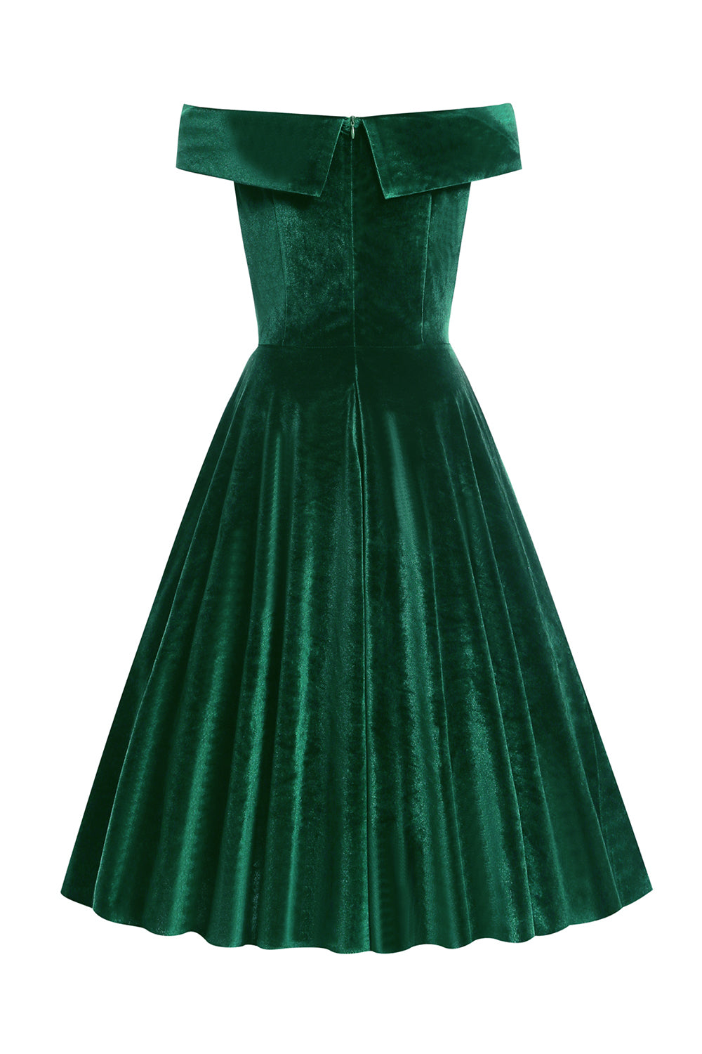 A Line Off the Shoulder Dark Green Velvet Dress