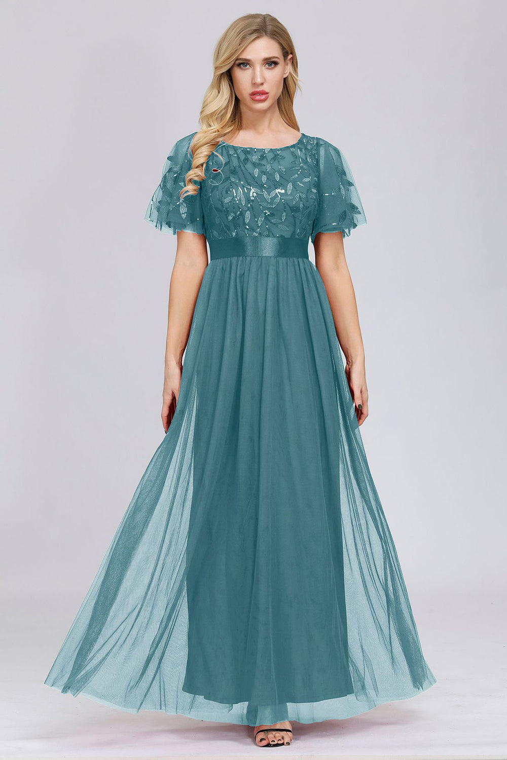 Sparkly Green Beaded Mother of the Bride Dress with Appliques