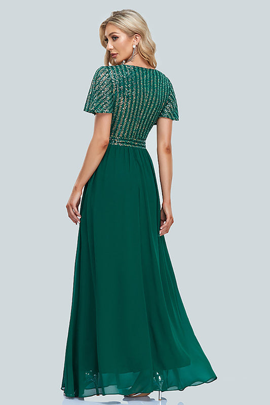 Sparkly Green Chiffon Beaded Mother of the Bride Dress
