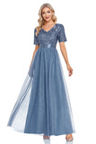 Blue Beaded ther of the Bride Dress