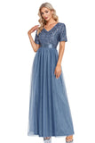Blue Beaded ther of the Bride Dress