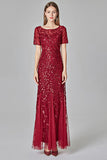 Sparkly Burgundy Beaded Mother of the Bride Dress