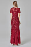 Sparkly Burgundy Beaded Mother of the Bride Dress