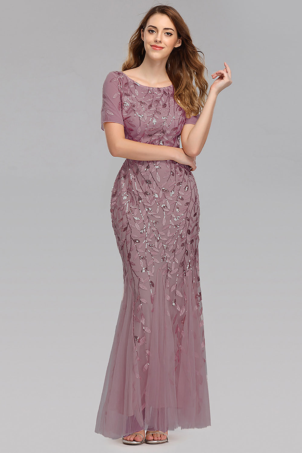 Sparkly Burgundy Beaded Mother of the Bride Dress