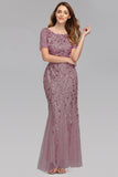 Sparkly Burgundy Beaded Mother of the Bride Dress