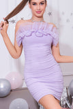 Lavender Strapless Cocktail Dress with Ruffles