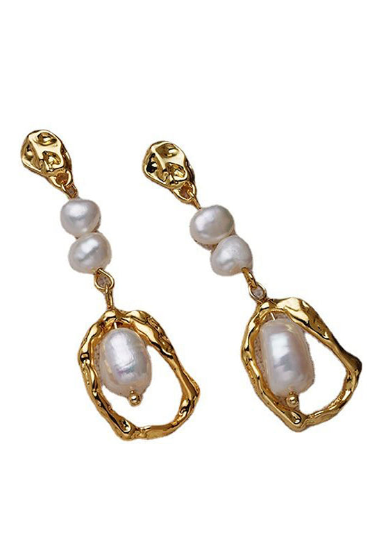 Golden Pearl Irregular Earrings