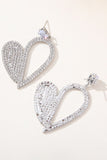 Fashion Silver Heart Rhinestone Dangling Earrings for Women